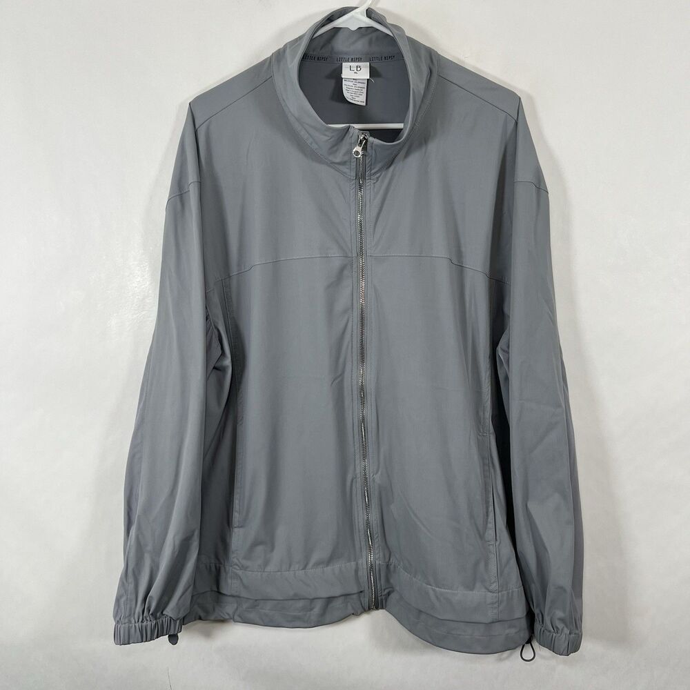 Little Bipsy Full Zip Windbreaker Bomber Jacket Mens Size XL Gray Nylon Spandex